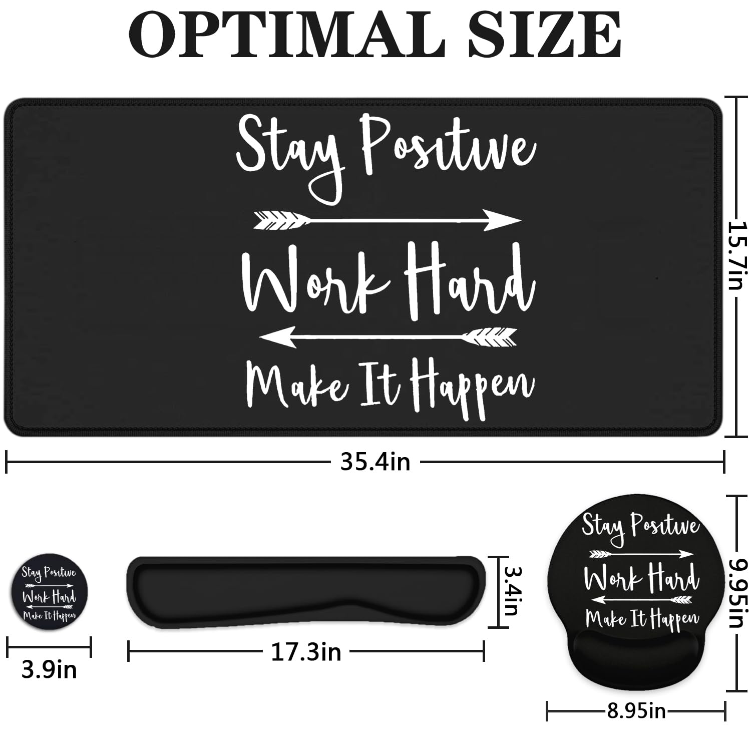 Large Desk Mat, Mouse Pad with Wrist Support, Keyboard Wrist Rest Set