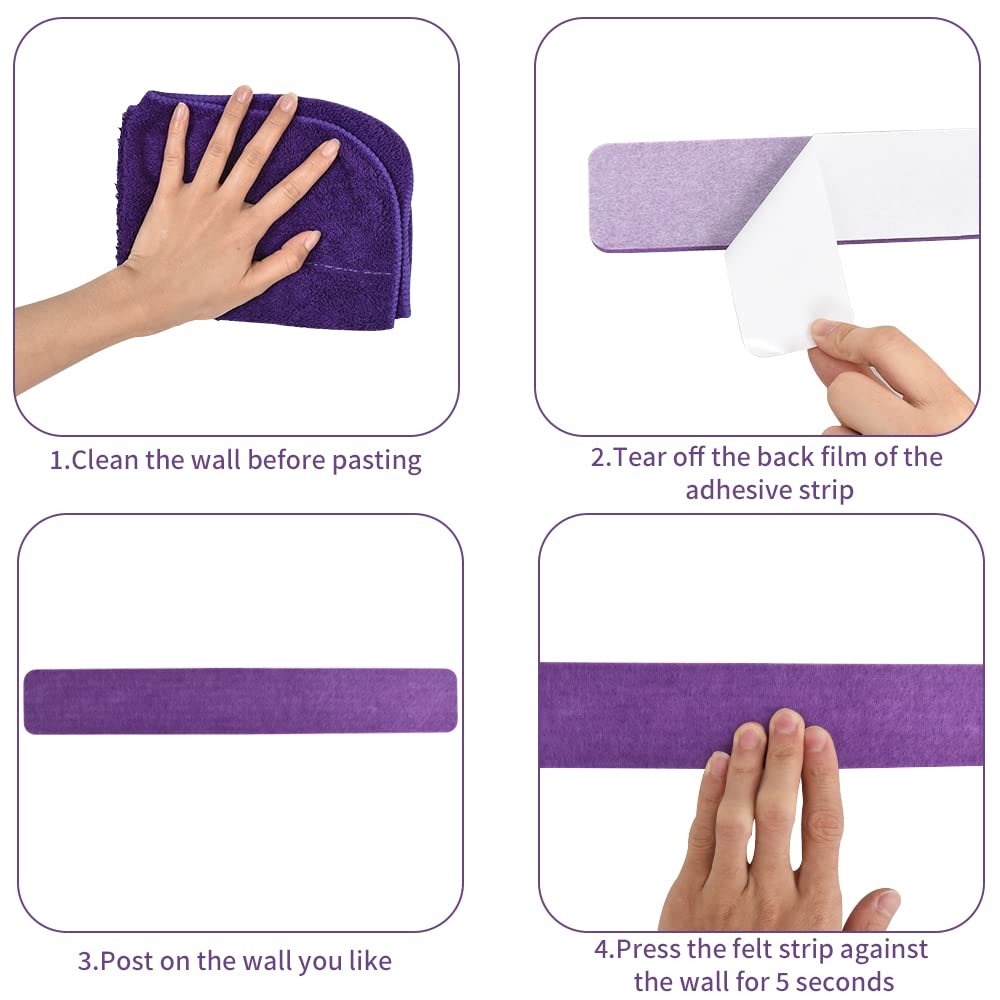 Vuzvuv 8Pcs Cork Bulletin Board Strips for Wall Office-Purple