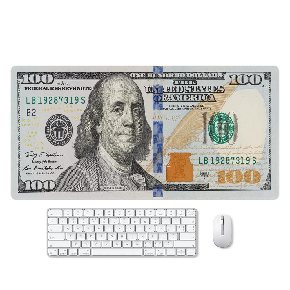 Reateforin Funny US Dollar Currency Money Gaming Mouse Pad Hundreds of 100 Dollar Bills Non-Slip