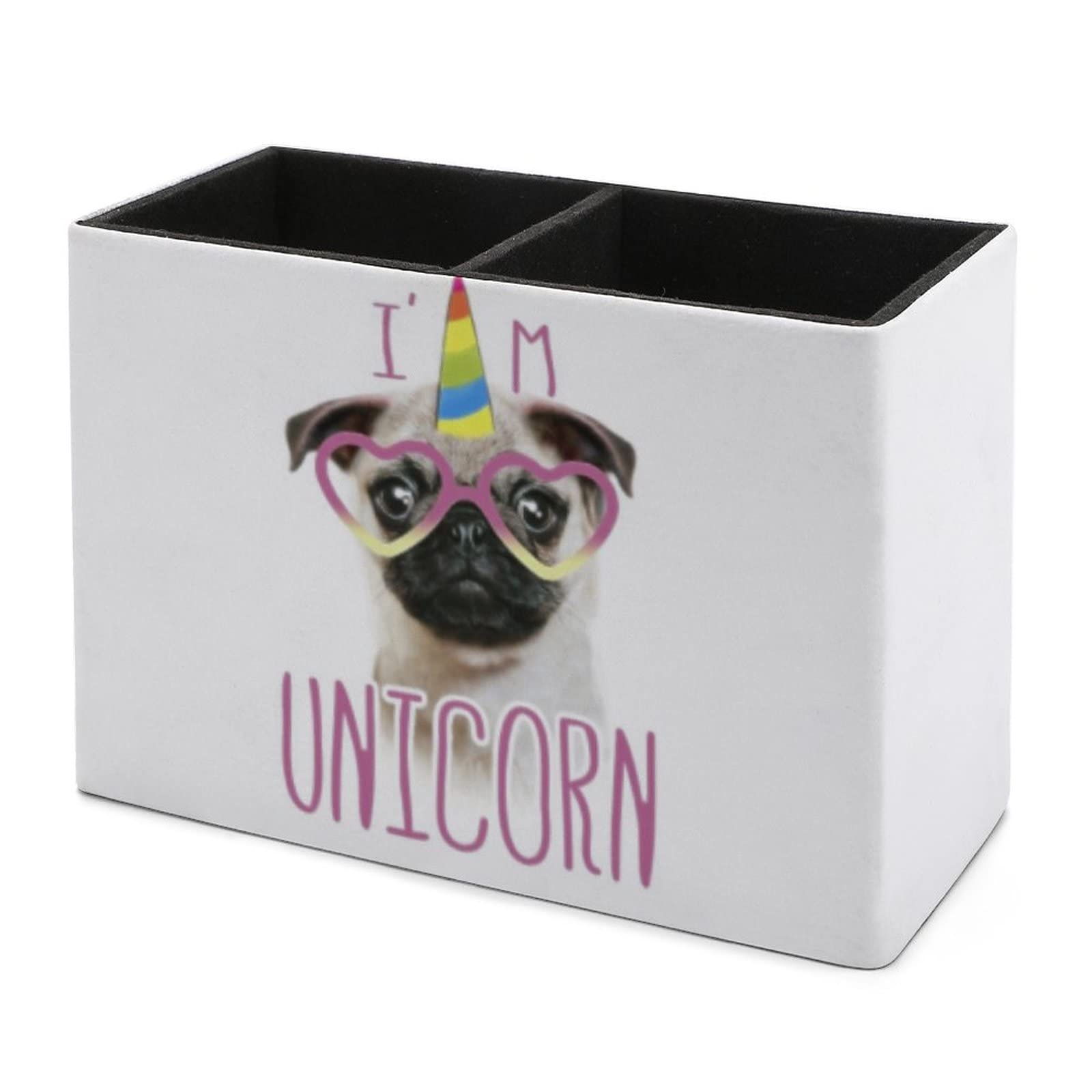 Niapessel Pencil Holder for Desk, Cute Pugs And Unicorns Pen Holder Storage Desktop Pen Organizer