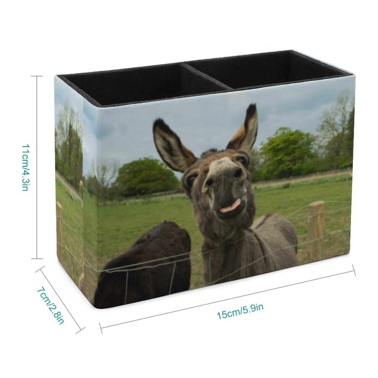 Niapessel Pencil Holder for Desk, Brown Furry Donkey Pen Holder Storage Desktop Pen Organizer Desk