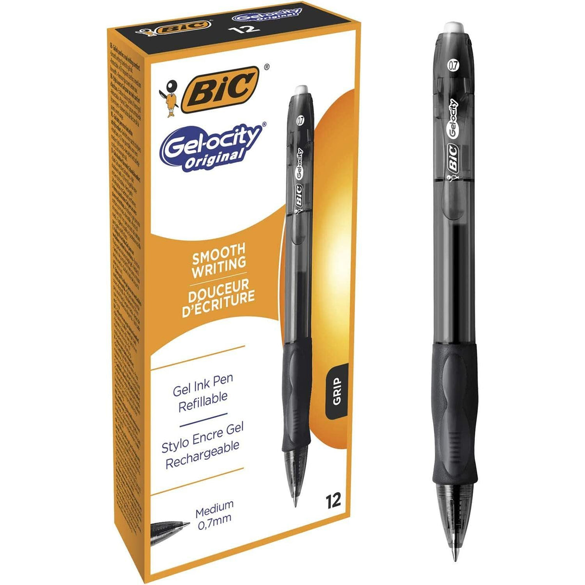 Bic Gel-ocity Original, Gel Ink Pens, With a Soft Grip, Seamless Smooth Writing, in Black, Medium: