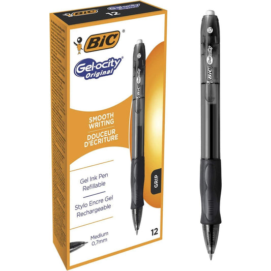 Bic Gel-ocity Original, Gel Ink Pens, With a Soft Grip, Seamless Smooth Writing, in Black, Medium: