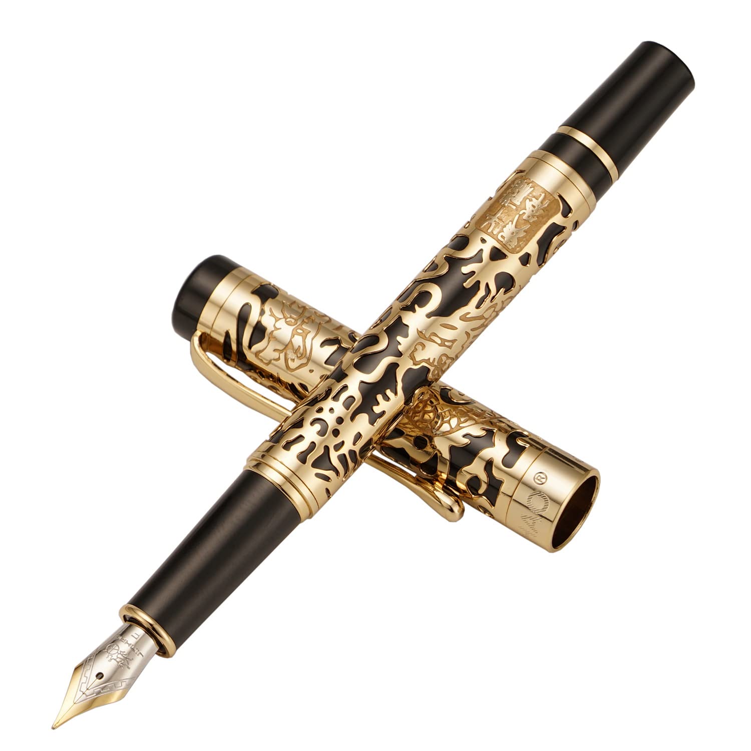 Vintage Jinhao 5000 Metal Fountain Pen Fine Nib 0.5mm Advanced Beautiful Dragon Texture Carving