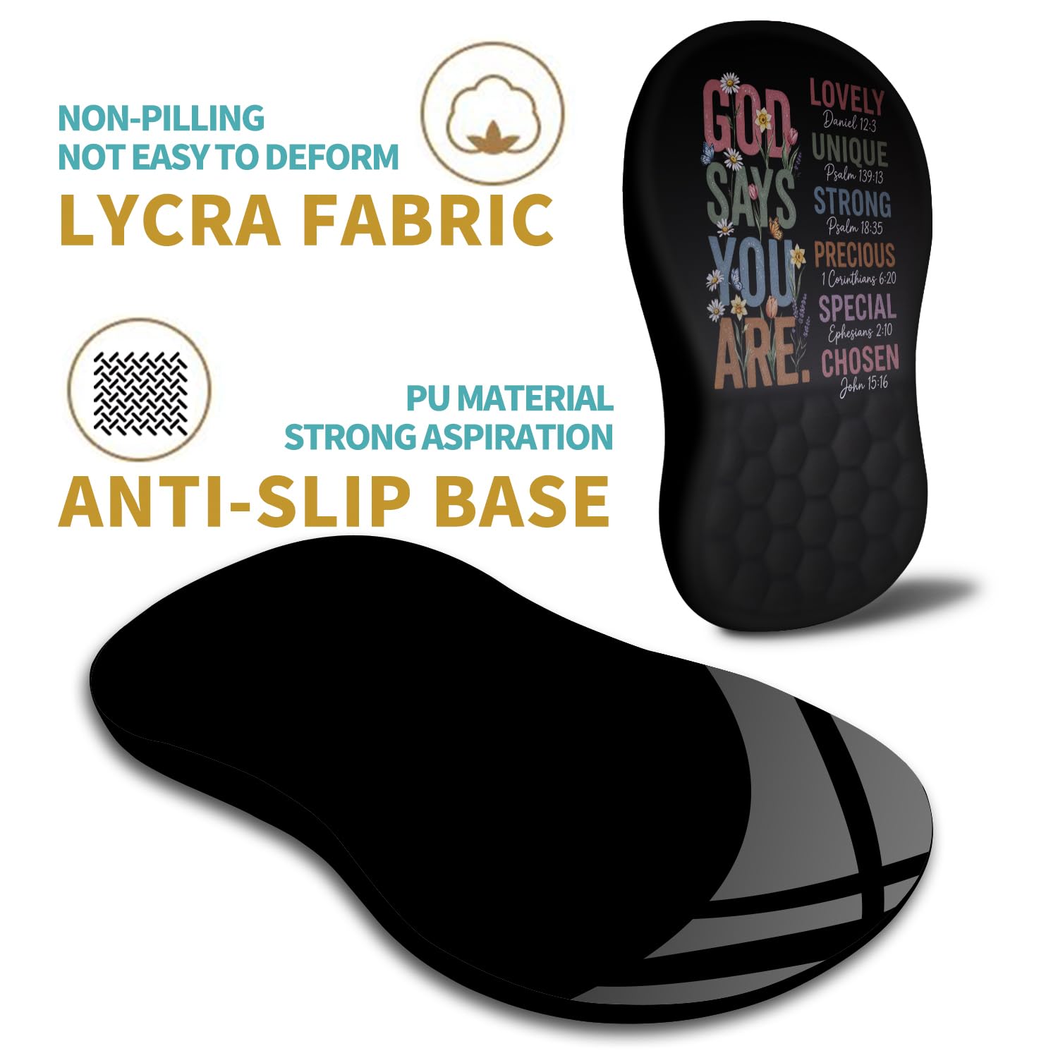 Hokafenle Ergonomic Mouse Pad Wrist Support with Massage Design, Wrist Rest Pain Relief Mousepad