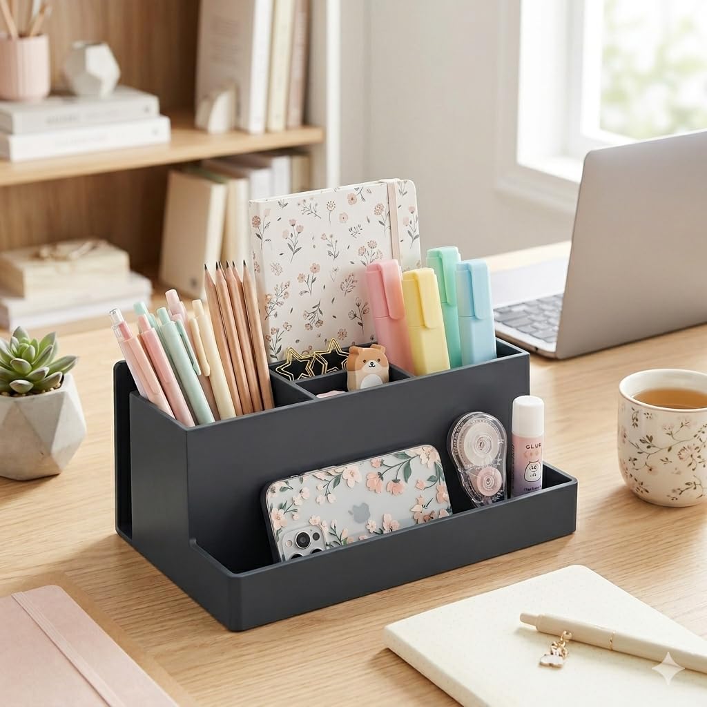 Acrimet Desktop Organizer - Multi Organizer Caddy Holder for Office, Home and School use (Plastic)