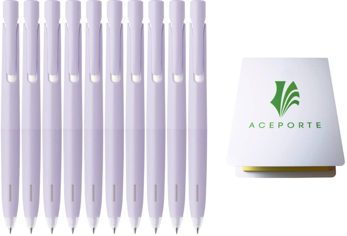 ACEPORTE Zebra Blen Retractable Ballpoint Pen, Fine Point 0.5mm, 10 Pack (Black Ink/Purple body)