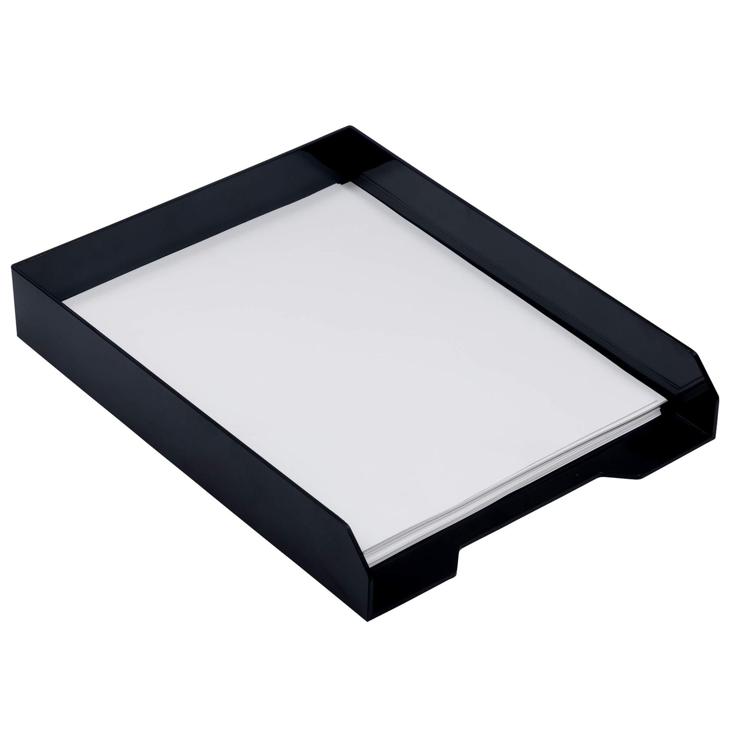 JAM PAPER Stackable Paper Trays - Black - Desktop Document, Letter, & File Organizer Tray - Sold