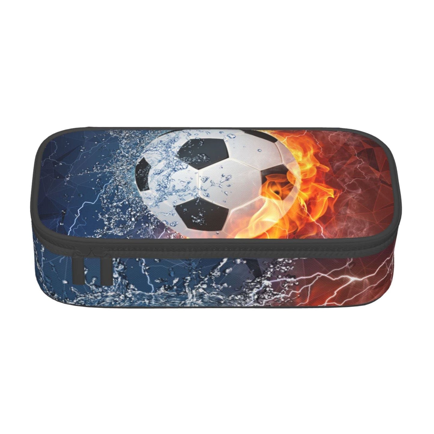 Soccer Pencil Case for Boys Teens Men, Sports Pencil Box with Soccer Balls Pattern, Large Capacity