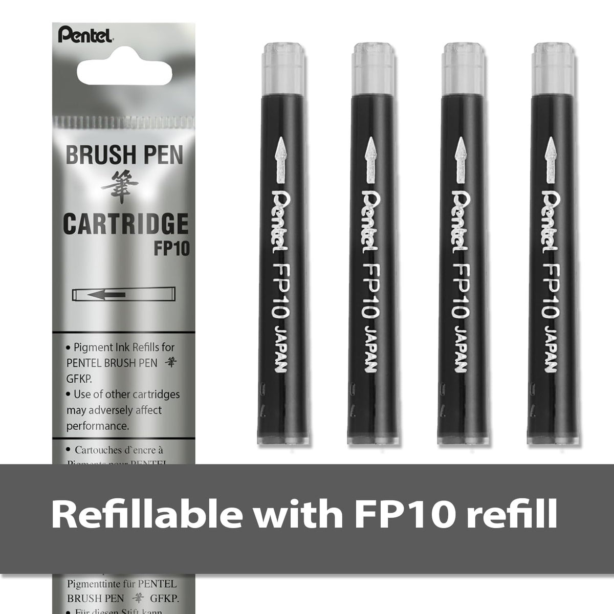 Pentel Fountain Brush Pen - Black Ink, Single piece, GFKP3-AO