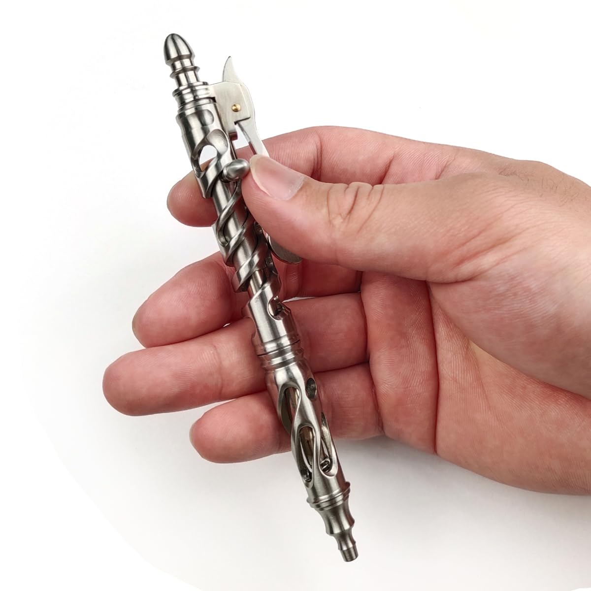 Dr. Metalleung Heavy Duty Stainless Steel Bolt Action Pen - Retractable EDC Pen with Keychain