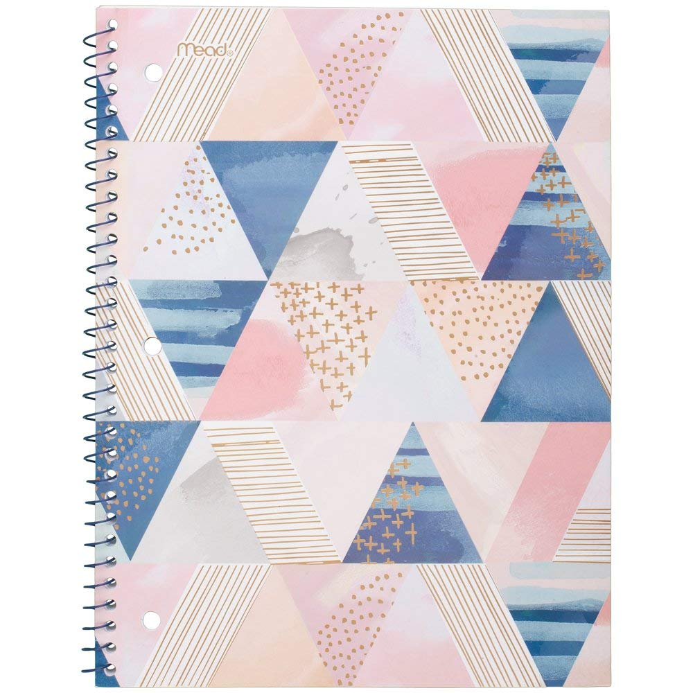Mead Spiral Notebooks, 1 Subject, College Ruled Paper, 70 Sheets, 10-1/2" x 7-1/2", Shape It Up