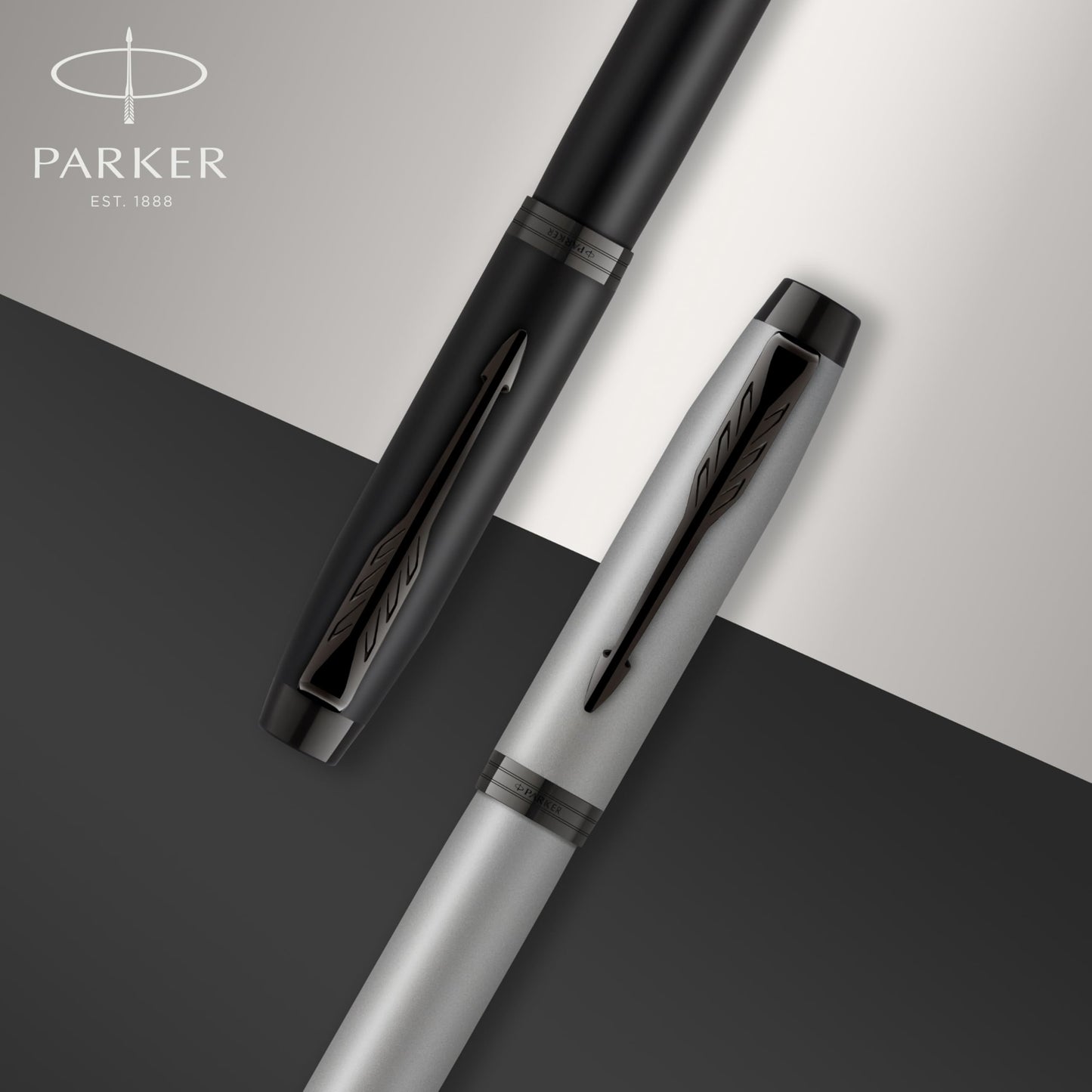 PARKER IM Rollerball Pen, Black Lacquer Gold Trim with Fine Point Black Ink Refill, Gift Box