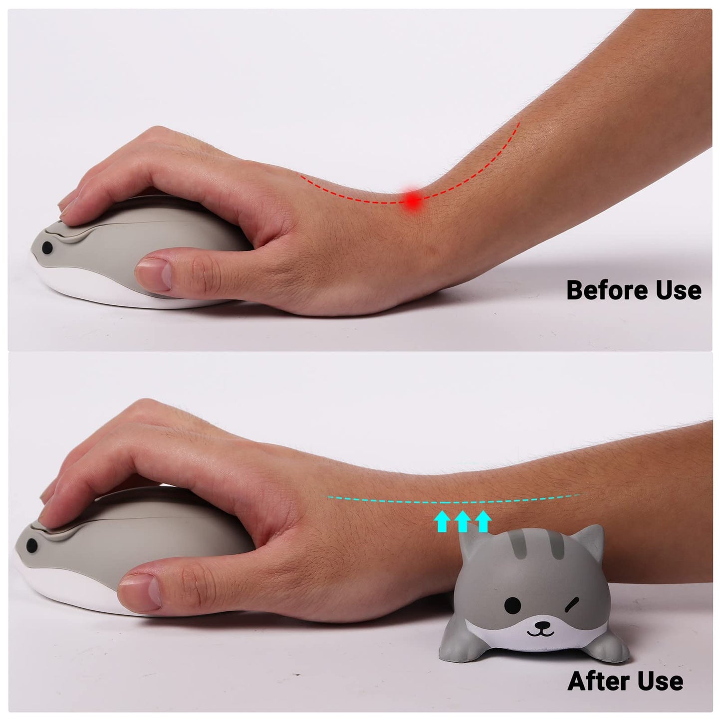 Small Wrist Rest Mouse Pad, Mini Cute Ergonomic Cartoon Mousepad Memory Foam Design Animal Shape