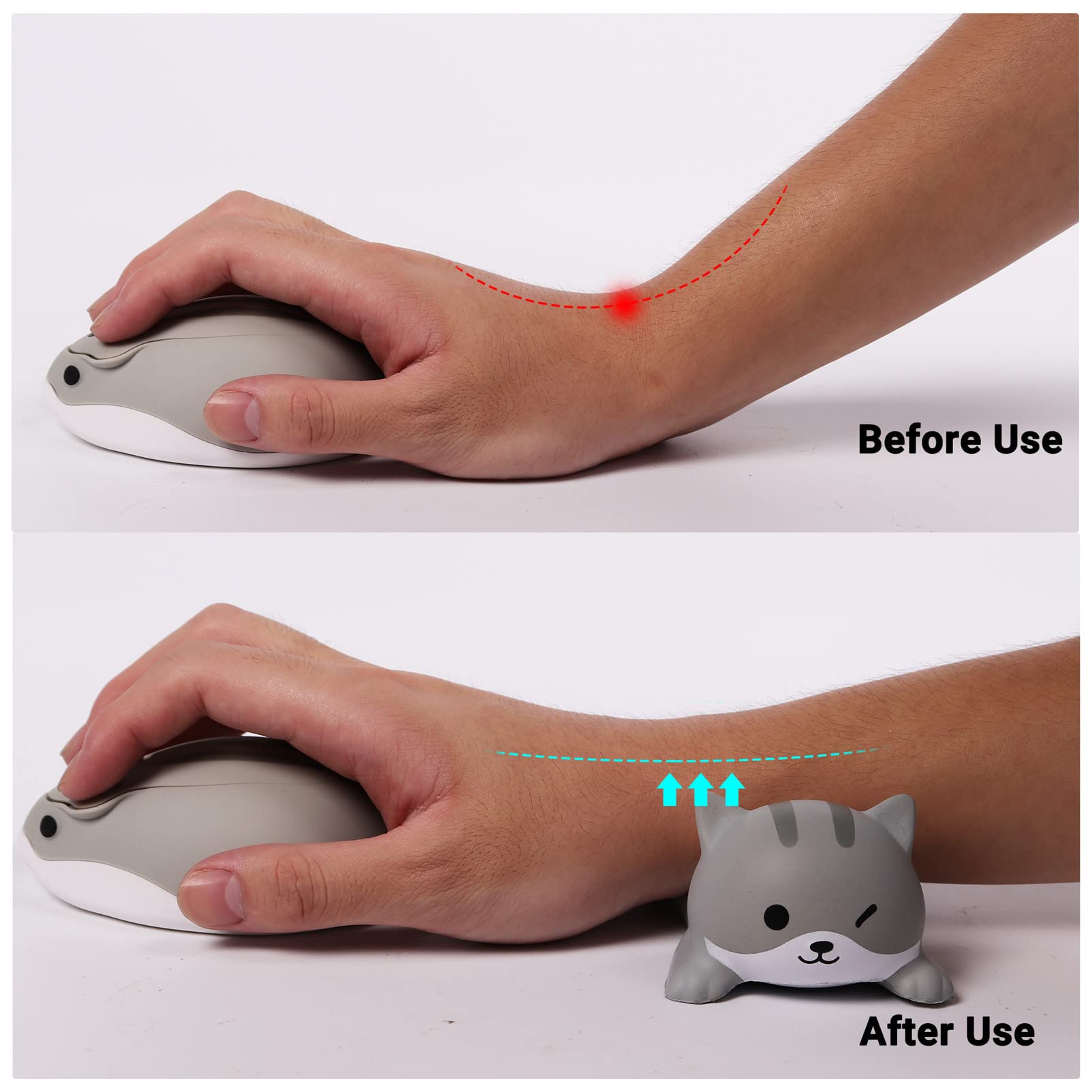Small Wrist Rest Mouse Pad, Mini Cute Ergonomic Cartoon Mousepad Memory Foam Design Animal Shape