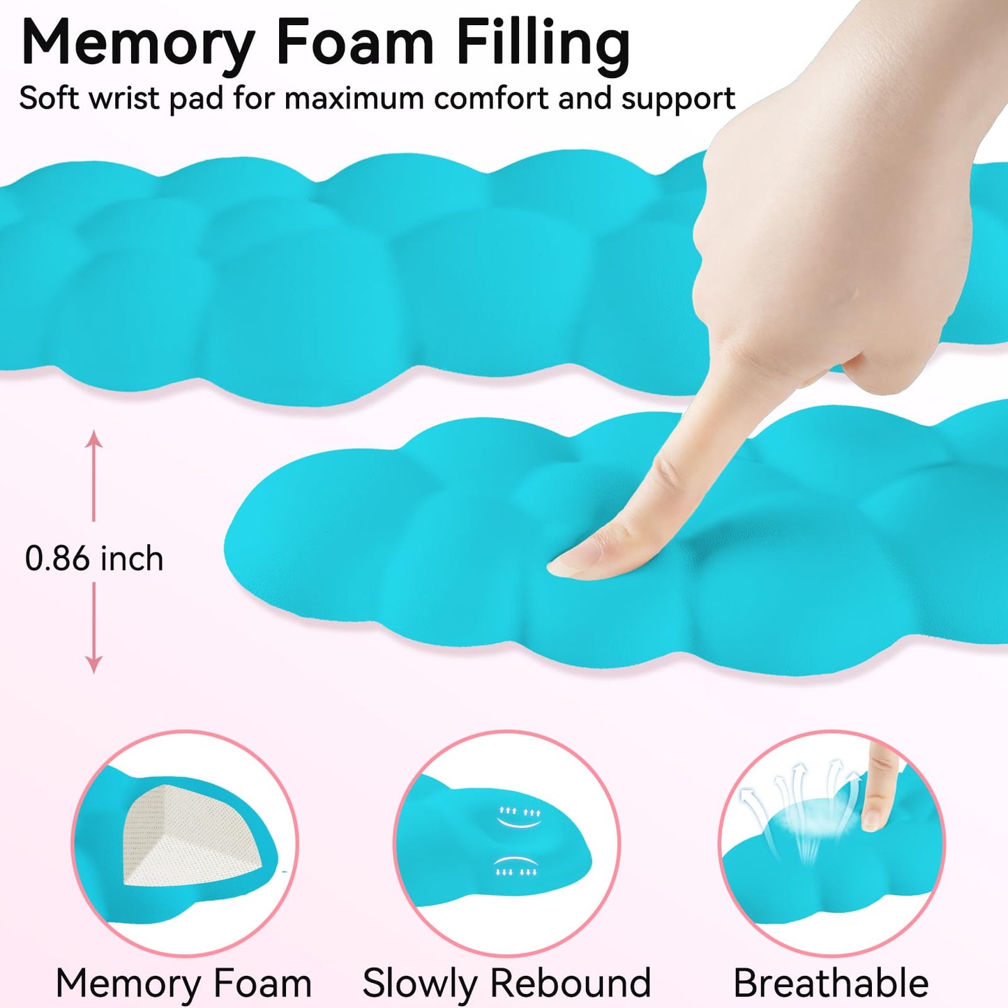 Sushret Cloud Wrist Rest for Computer Keyboard and Mouse Pad Set,Scuba Blue