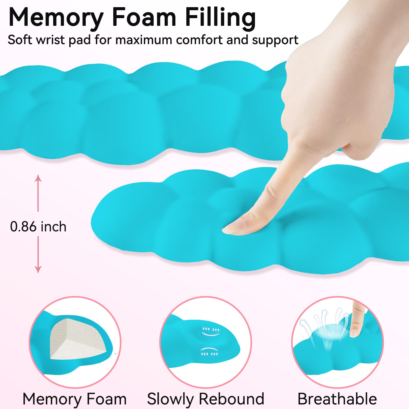 Sushret Cloud Wrist Rest for Computer Keyboard and Mouse Pad Set,Scuba Blue