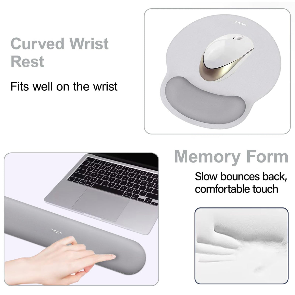 MOSISO Wrist Rest Support for Mouse Pad&Keyboard Set, Gray