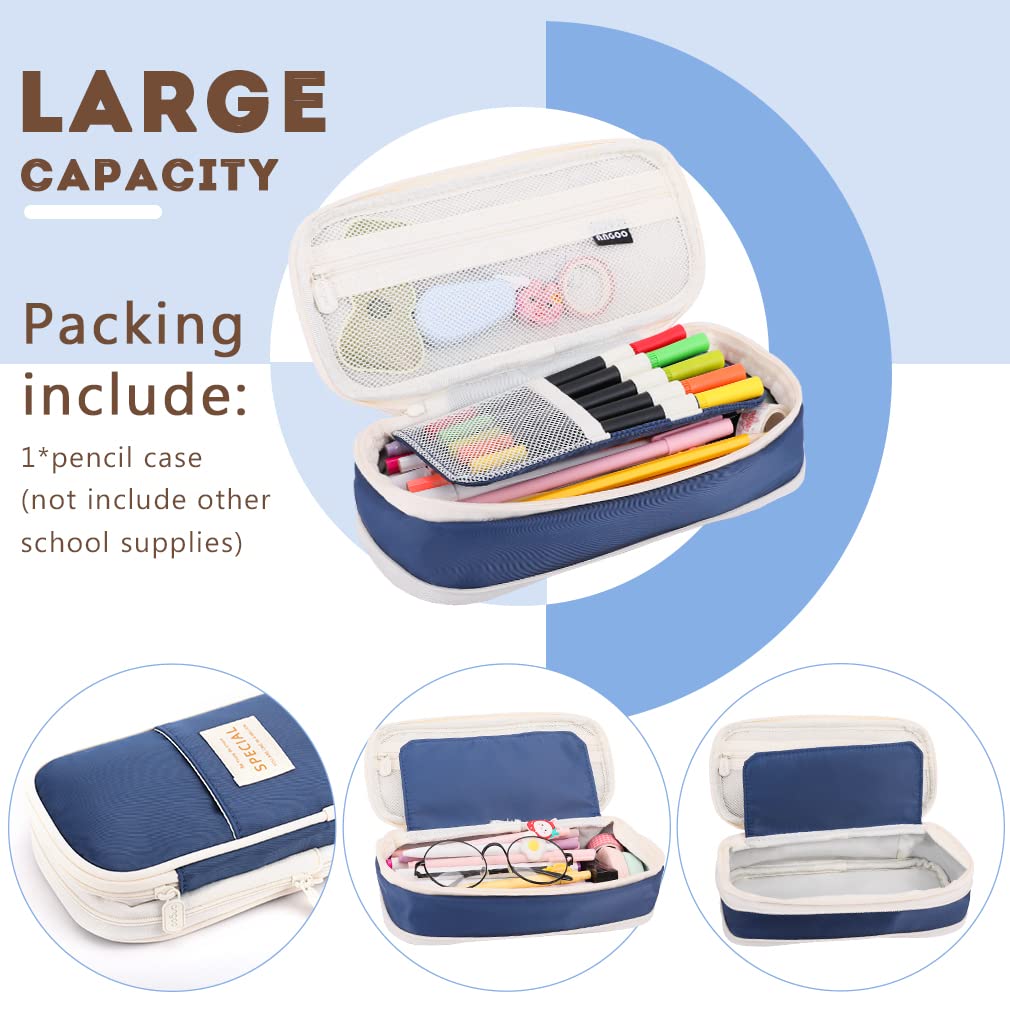 iSuperb Foldable Pencil Case Zipper Big Capacity Aesthetic Canvas Pencil Pouch Pen Bag for Kids