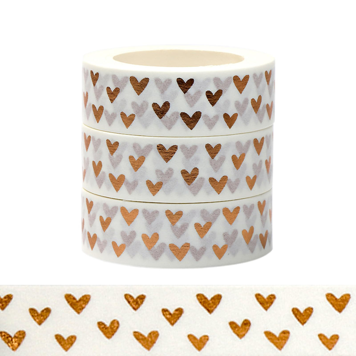 3 Wedding Washi Tapes Foil Hearts Love Craft Tape Masking Tape
