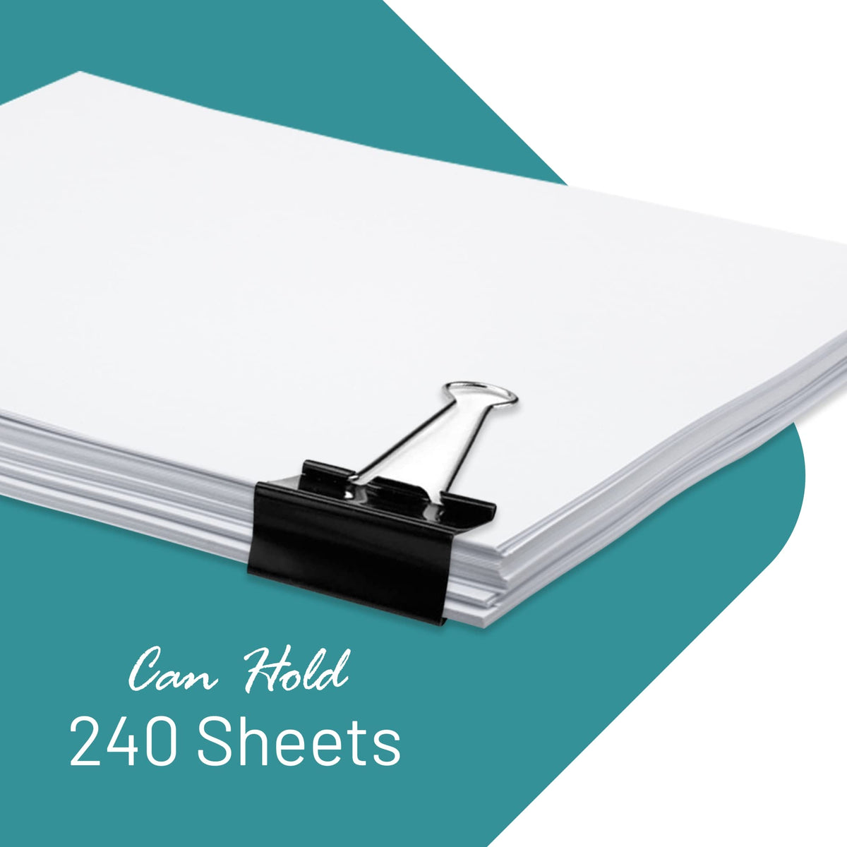EXTRIC Large Binder Clips - 24 Pack, 2 Inch, Black, Holds 240 Sheets