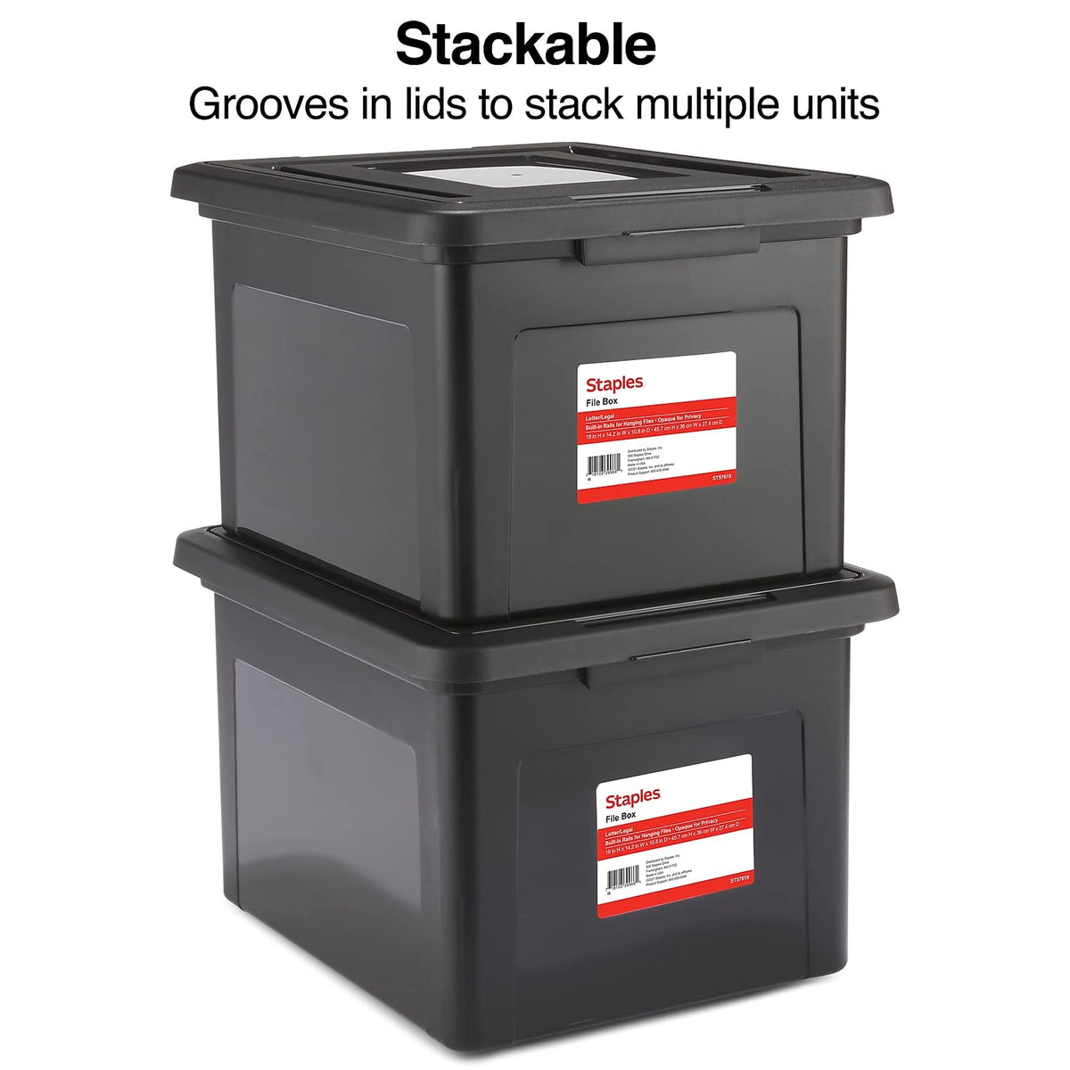 Staples Hanging File Folder Box, Storage Bin Organizer, Snap Lid