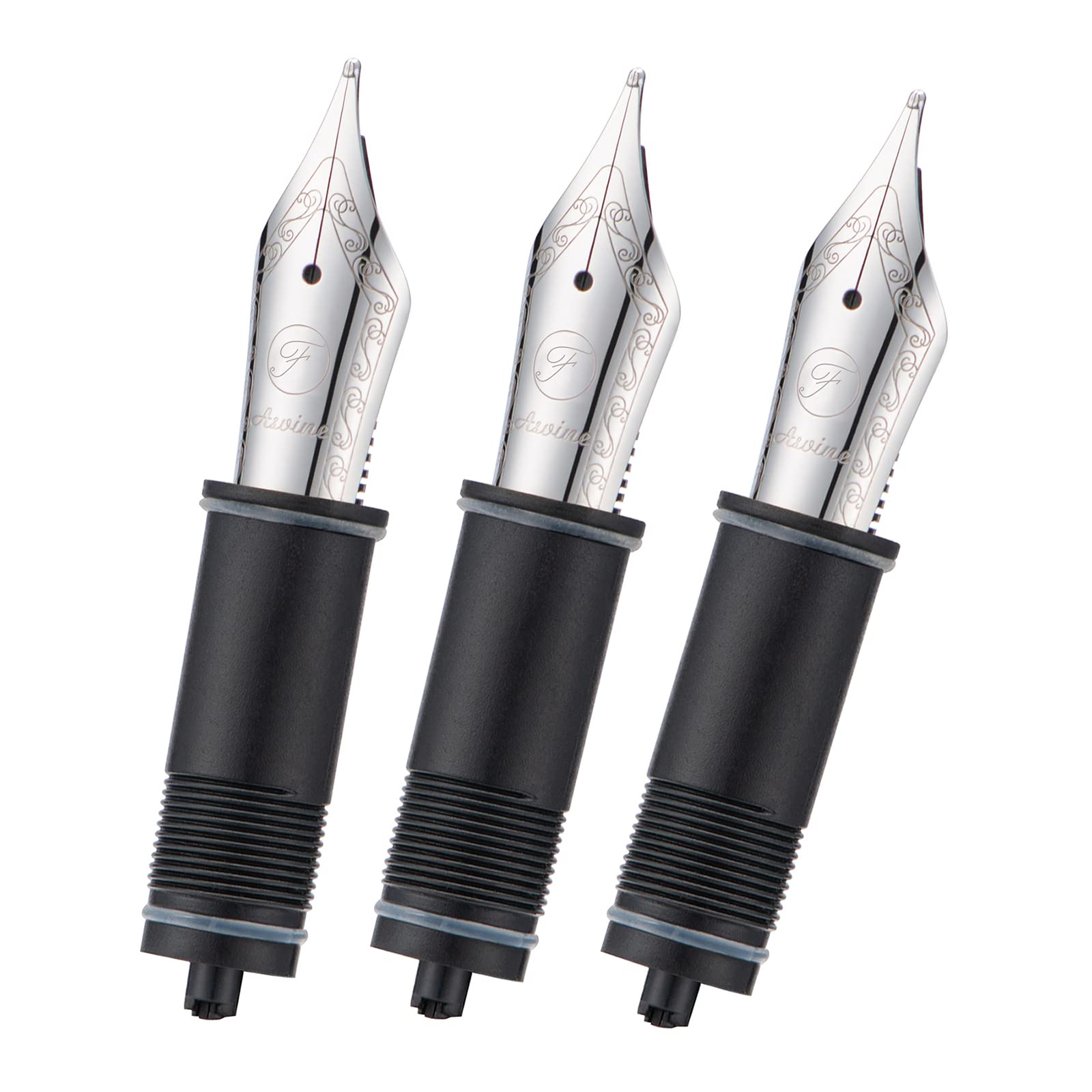 Asvine 3 PCS Fountain Pen Replaced Nibs, Silver #6 Fine Nib V169, P20, P30 and V126