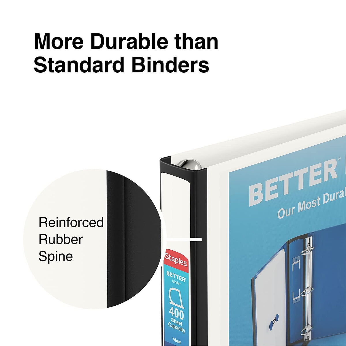 Staples Better Binder, 1.5 Inch D-Ring, White, 400 Sheets, 3-Pack