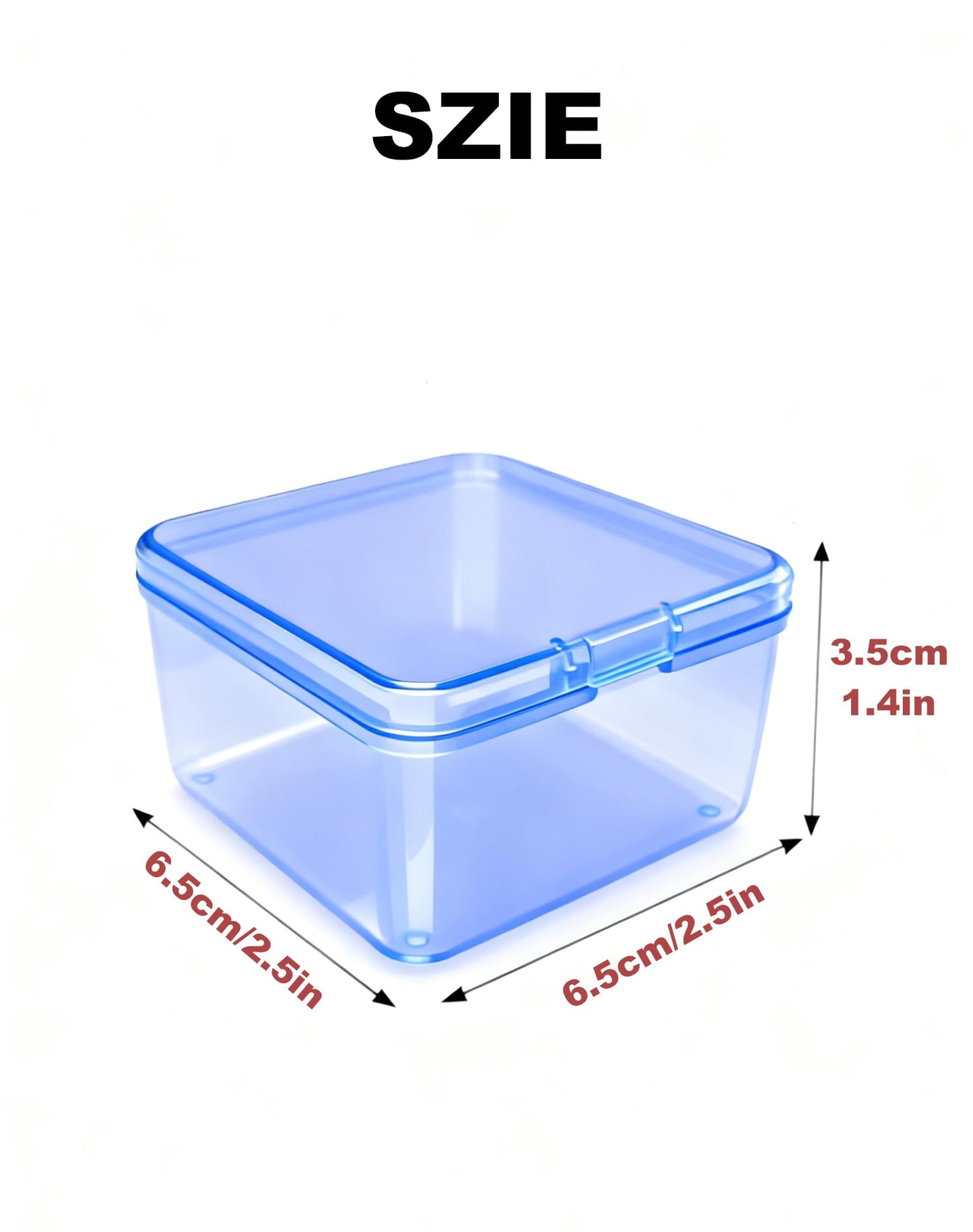 LJY 60 Blue Square Plastic Boxes, 2.5 x 2.5 x 1.4 in for Buttons
