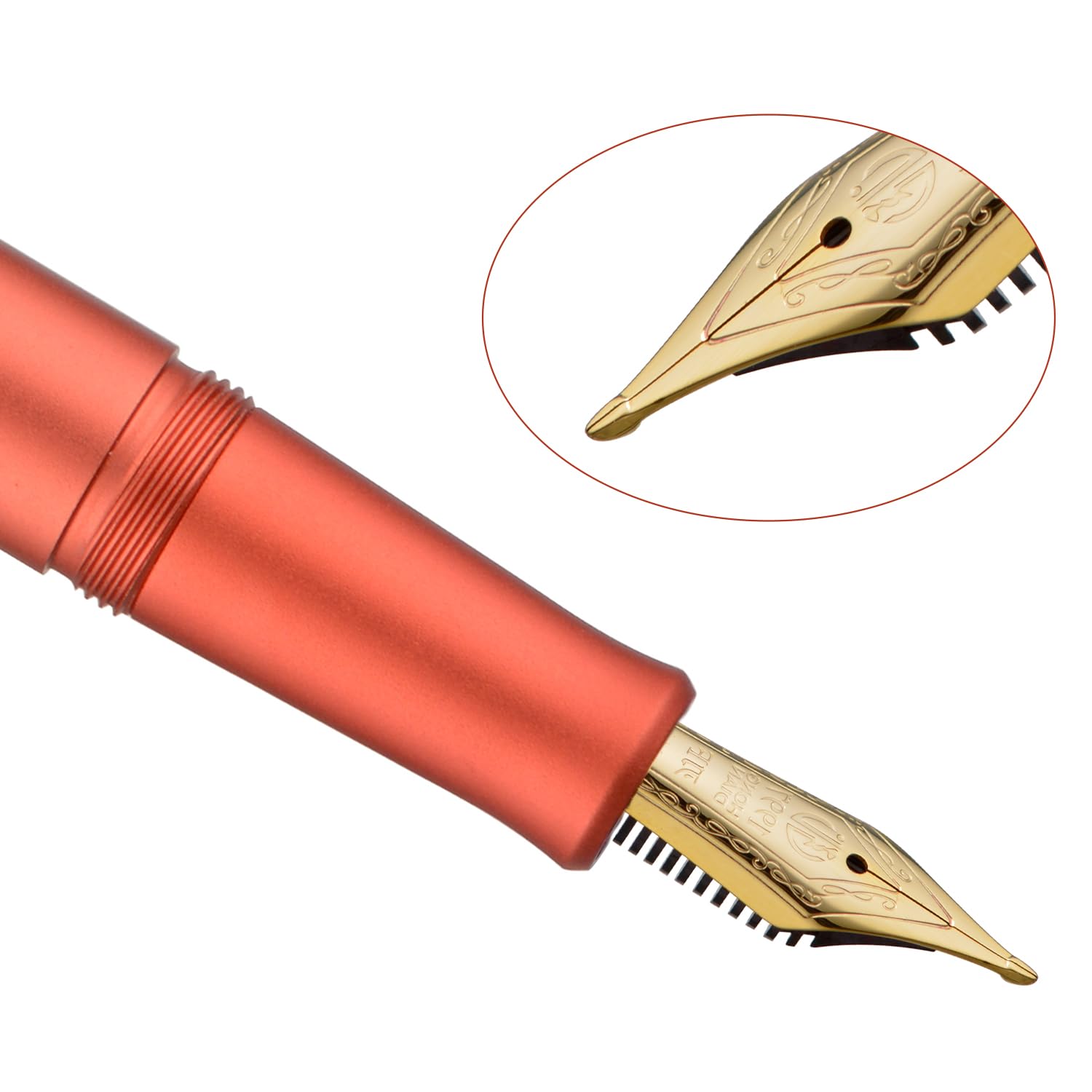 HONG DIAN M2 Black Forest Mini Fountain Pen, Long Blade Nib & Sleek Shape Aluminium Short Pocket