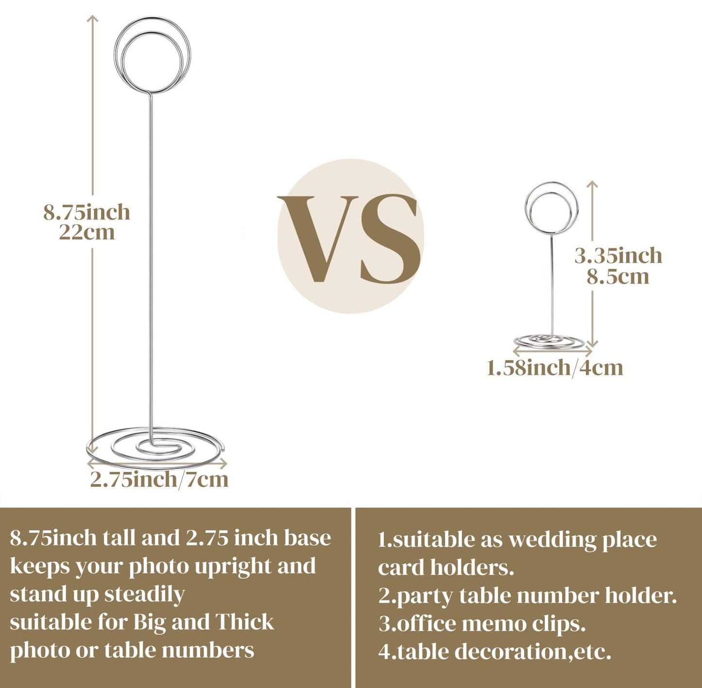 Radezon 20 Pack 8.75 inch Tall Table Number Holders Place Card Holder Table Picture Holder Wire