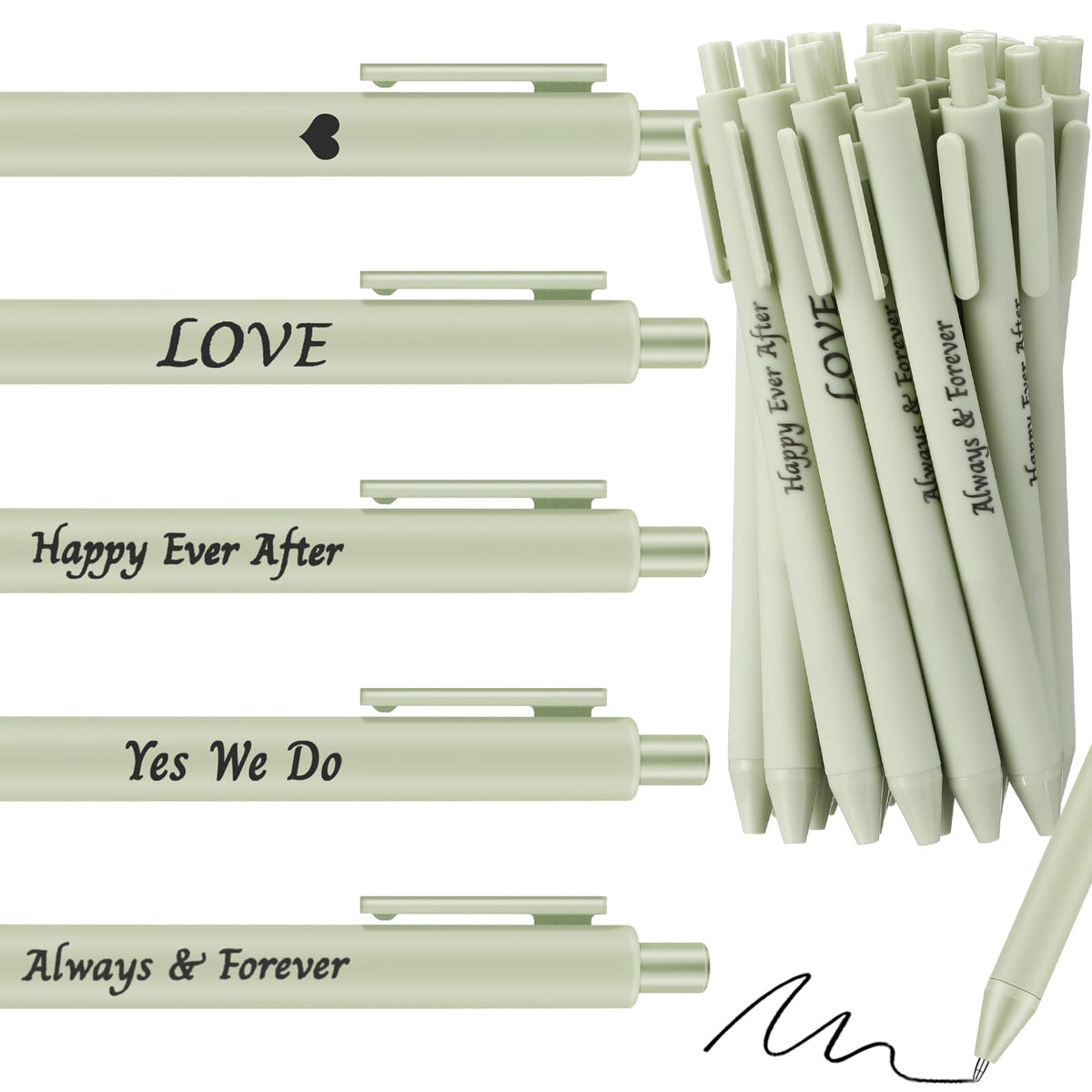Ctosree 50 Pcs Bridal Shower Pens Wedding Pens for Guest Book Black Ink Retractable Ballpoint Pen