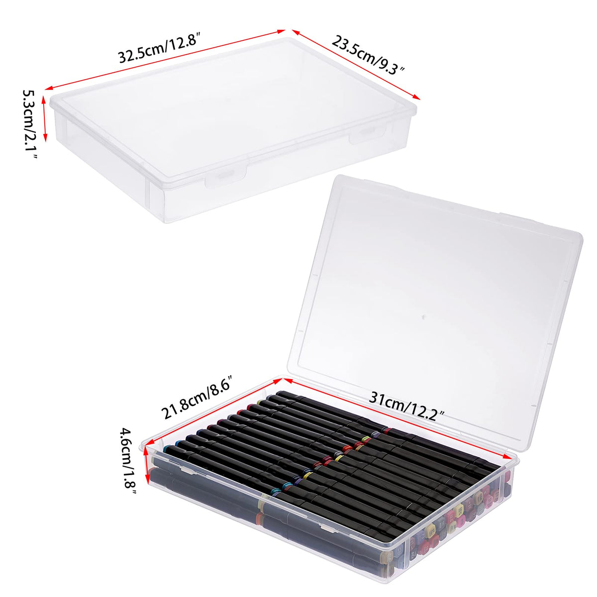 BTSKY Clear Plastic Storage Box with Flap Lid, Multipurpose Craft Organizers and Storage Box Art