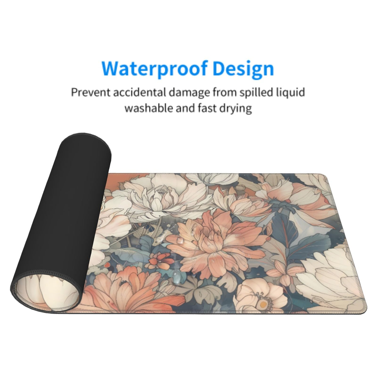 Japanese Floral Mouse Pad XL 31.5 X 11.8 Inch Minimalist Aesthetic Art White Coral Pink Flower