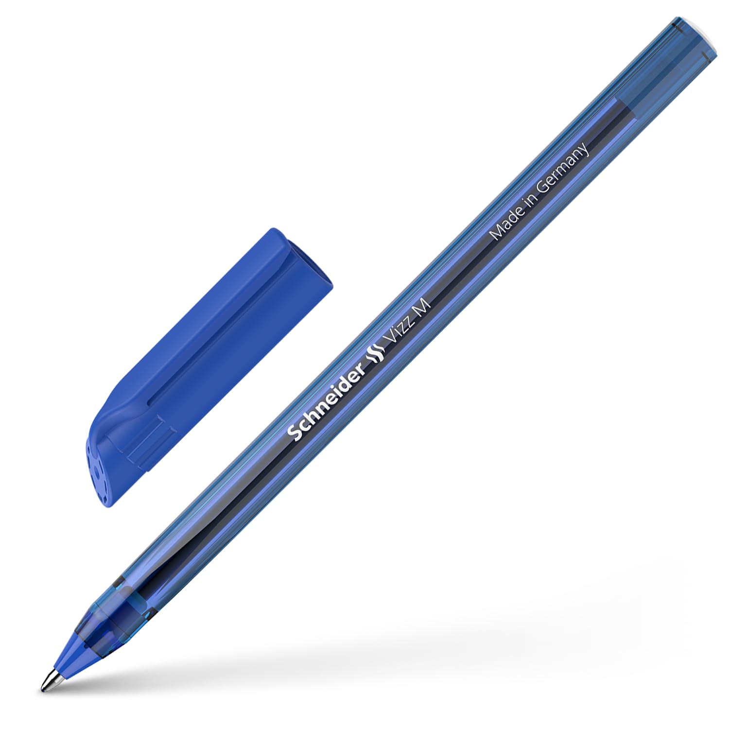Schneider Vizz Ballpoint Pen for Easy and Quick Writing - Ink Colour Barrel - Medium Line - Blue