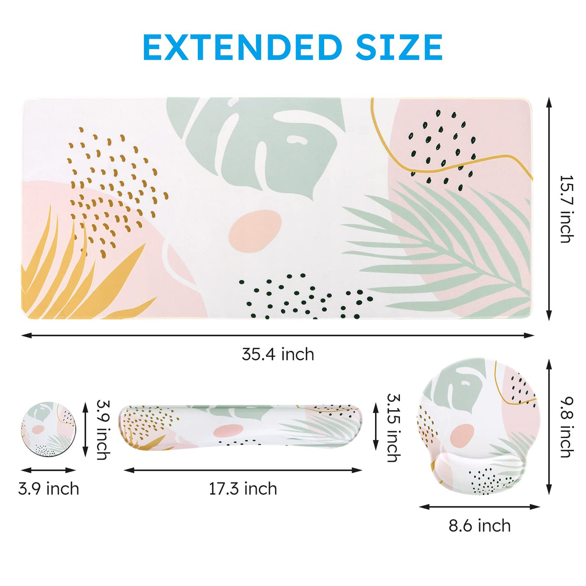 iCasso Mouse Pad for Workspace, Morandi 35.4"x15.7" Desk Protector