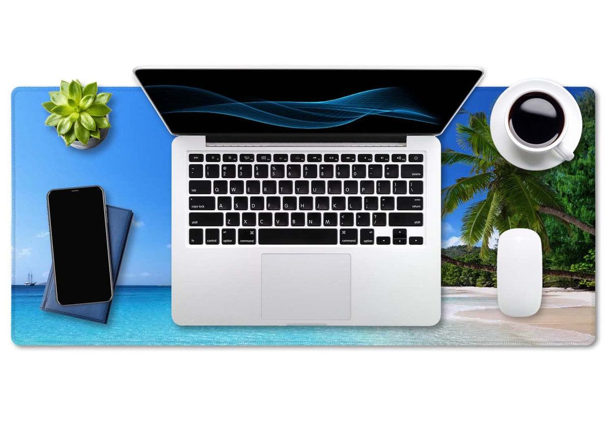 SSOIU Tropical Paradise Sunshine Beach Coast Sea Palm Trees Mouse Pad 35.5 X 15.7 Inch XXL Full