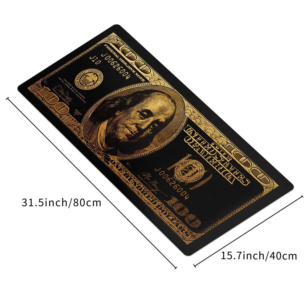 Reateforin Black Money Rectangle Mouse Pad Non Slip Rubber Base Cool Funny US Dollar Full Desk