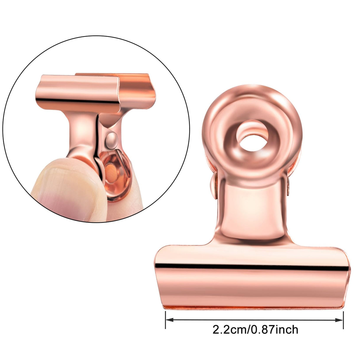 40 Pack Metal Bulldog Clips, Small Bull Binder Paper Clips, Rose Gold