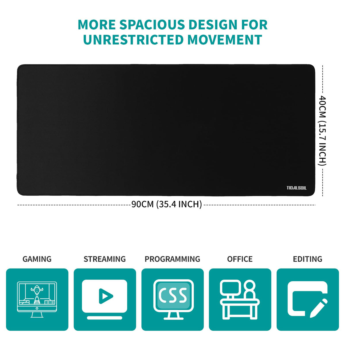 TIDALSOIL XXL Gaming Mouse Pad, 35.4x15.7 in Extended Desk Mat