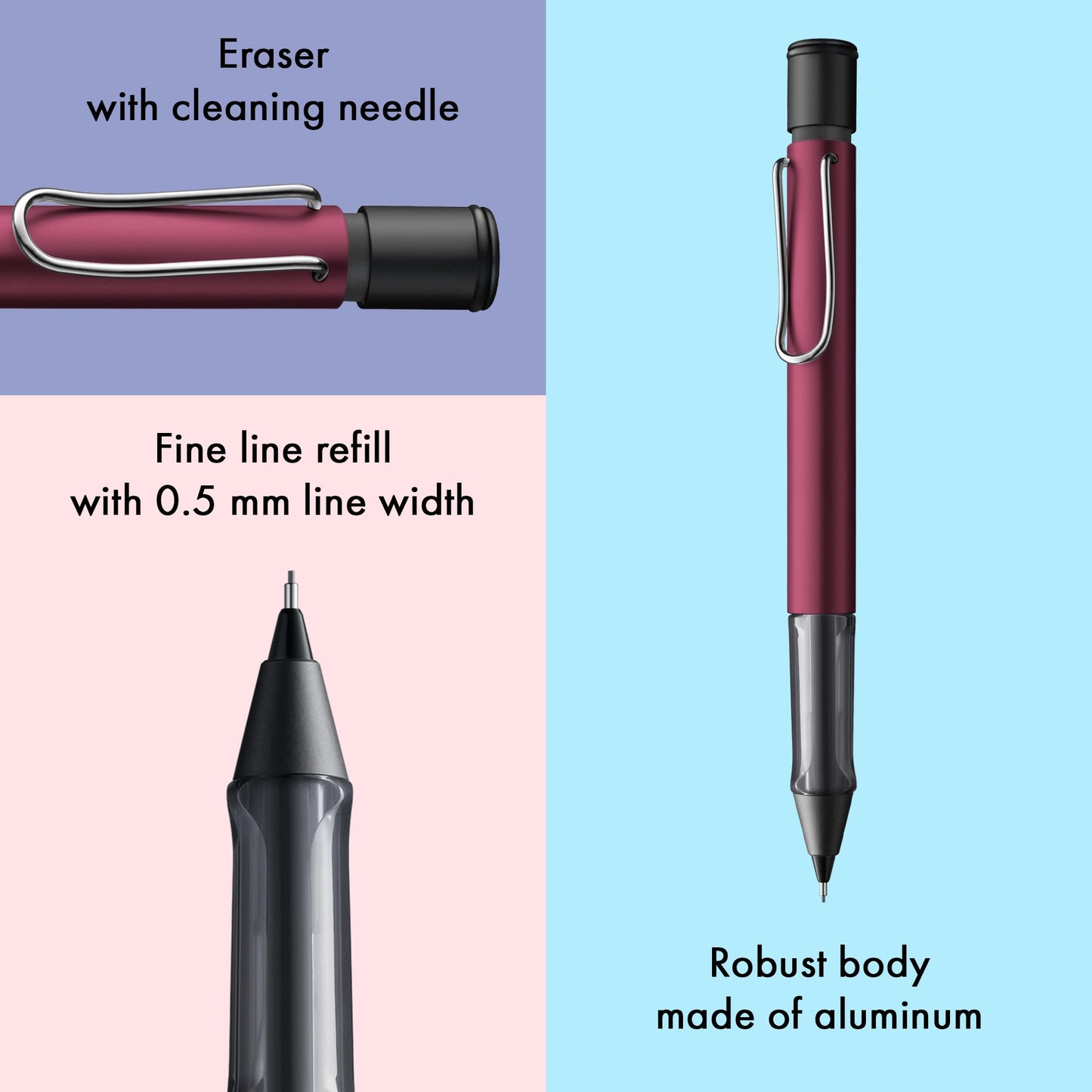 LAMY AL-star black purple - Mechanical Pencil with transparent, ergonomic grip & lightweight