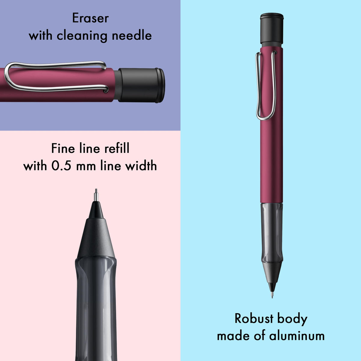 LAMY AL-star black purple - Mechanical Pencil with transparent, ergonomic grip & lightweight