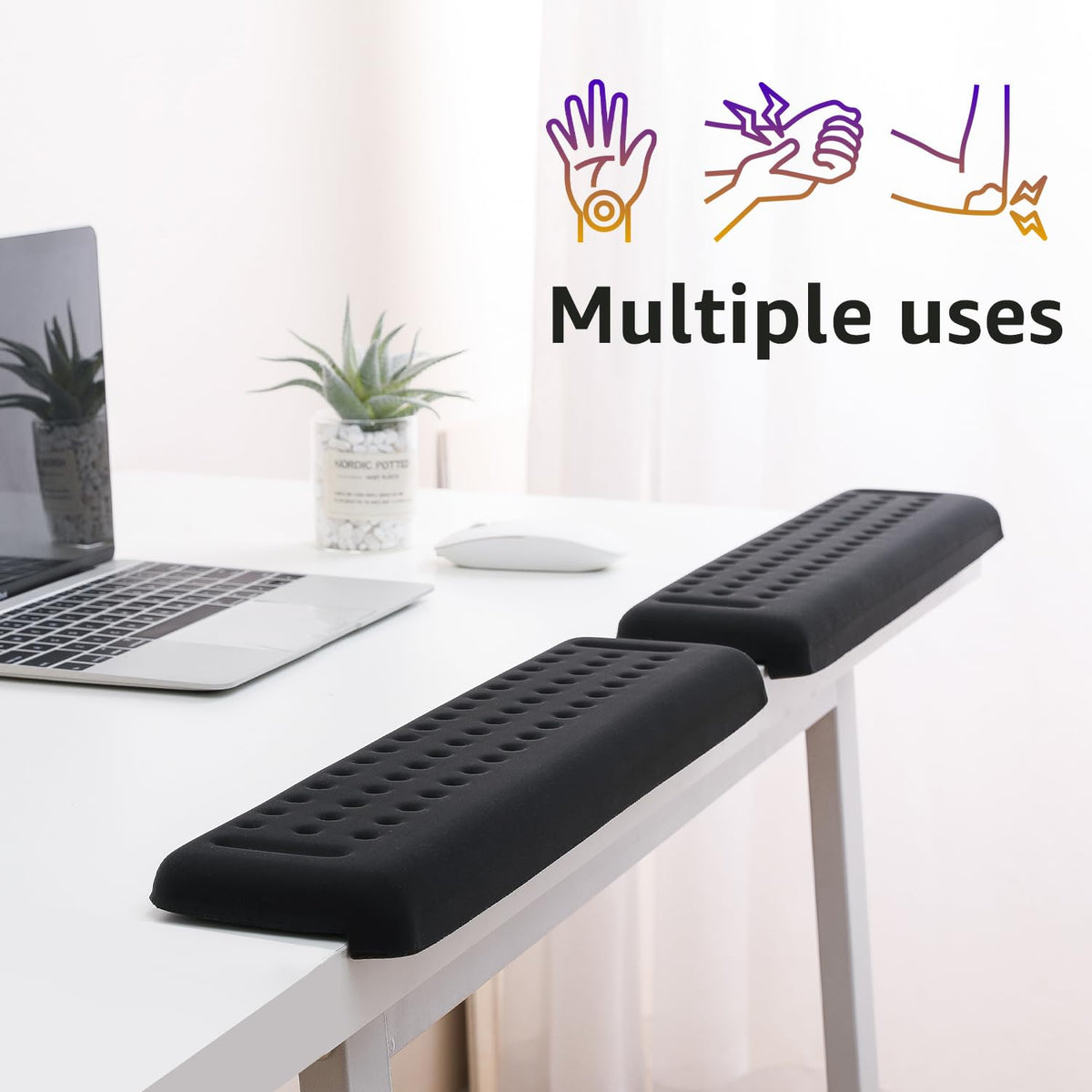 L-Shaped Desk EdgeRest, 2-Piece Set, Plam & Wrist & Forearm & Elbow Comfort Support for Table or