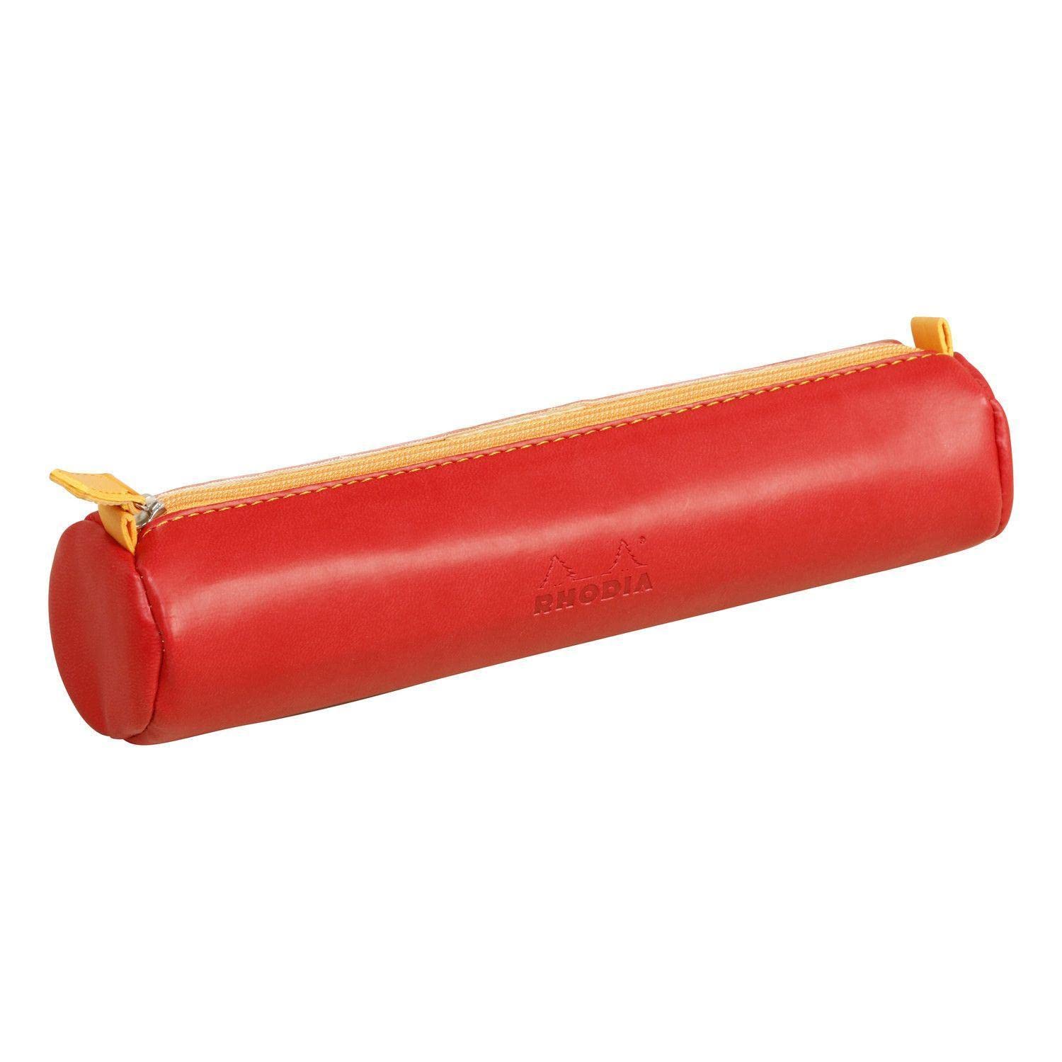 Rhodia 318993C - Rhodiarama Poppy Round Pencil Case - 21.5 x 5.5 cm - Genuine Orange Stitching