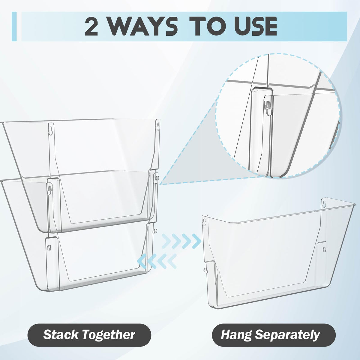 Gawerk Clear Acrylic Single Pocket, Plastic Hanging Wall Mount File Holder for Office Home (Clear