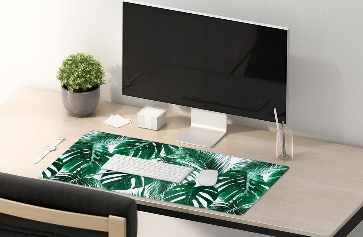 SSOIU Extended Gaming Mouse Pad (35.5x15.7 in), Large Stable Rubber Base Mousepad with Stitched
