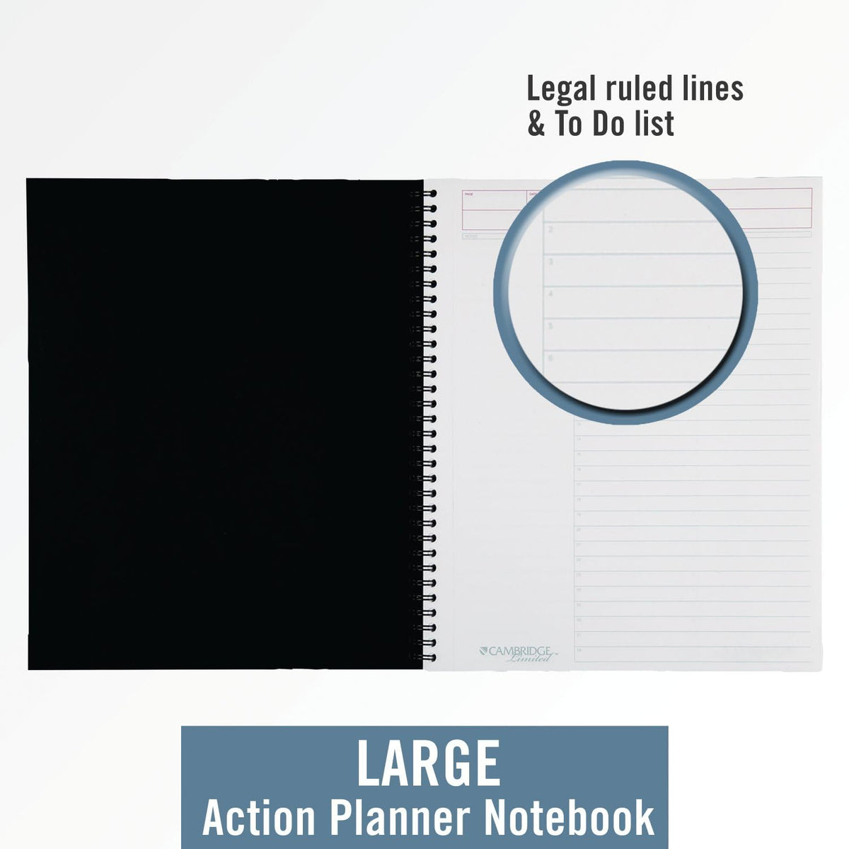 Cambridge Business Notebook, Action Planner, Legal Ruled Paper, 8-1/2" x 11", 80 Sheets, Flexible