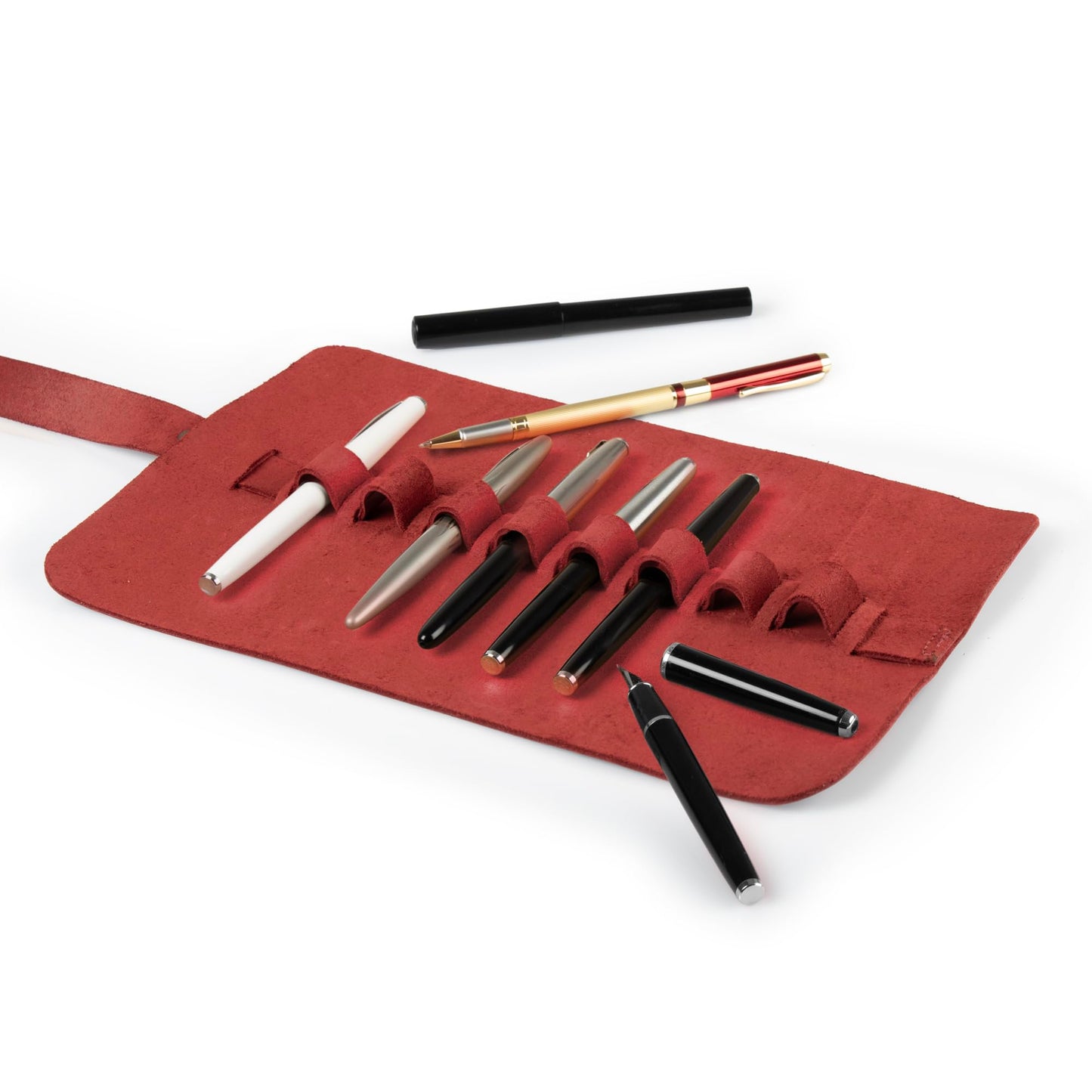 Londo Genuine Leather Retro Pen and Pencil Case - Metal Snap Fastener, Pencil Pouch Stationery Bag