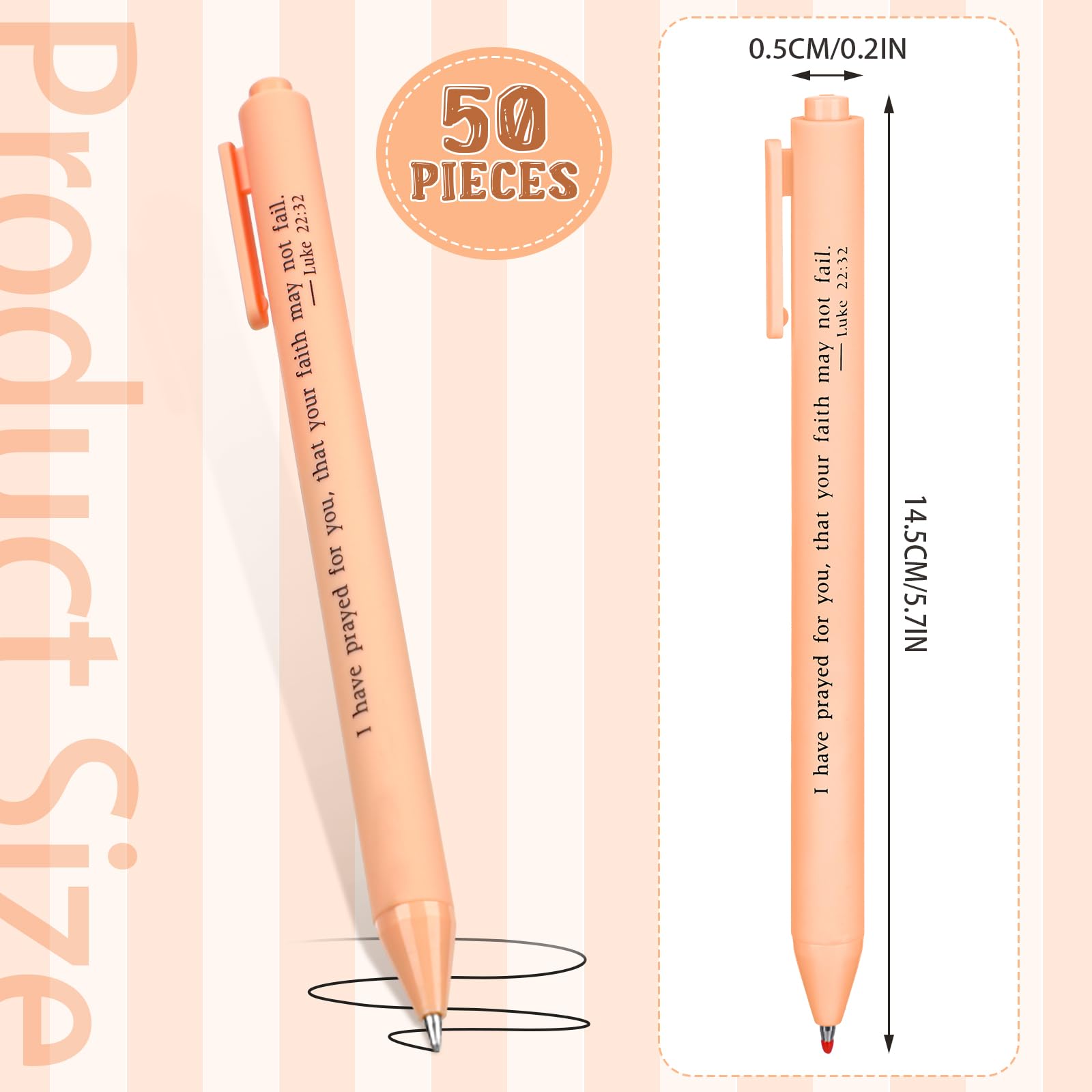 Cholemy 50 Pcs Bible Verse Pens Bulk Christian Pens Black Ink, Pastel