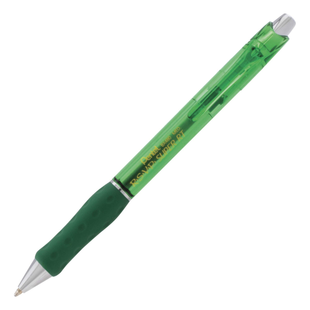 Pentel RSVP Super RT Ballpoint Pen, (1.0mm) Medium Line, Green Ink, Box of 12, (BX480-D)